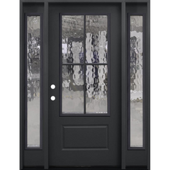 5/3x6/8 Prehung 4 Lite Fiberglass Door With Sidelites in Black