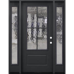 5/3x6/8 Prehung 4 Lite Fiberglass Door With Sidelites in Black