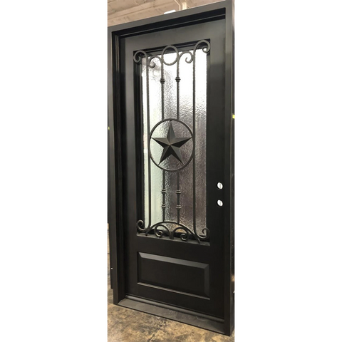 Star 3/6x8/0 Square Wrought Iron Prehung Front Door