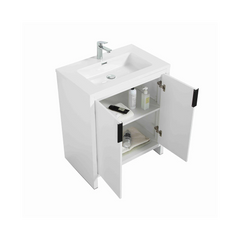 Evana 30" W Freestanding Vanity with Sink Top White | LessCare