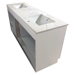 Amelie 72 in Double Sink Bathroom Vanity in White with Calacatta Quartz Countertop