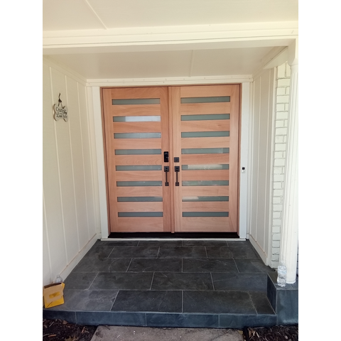 6/0x6/8 Exterior Mahogany Prehung Double Door | Modern 8 Lite