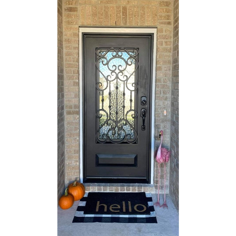 Dallas 3/0x6/8 Wrought Iron Prehung Front Door