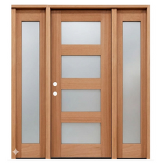 5/9x6/8 4 Lite Mahogany Exterior Prehung Door with Sidelights