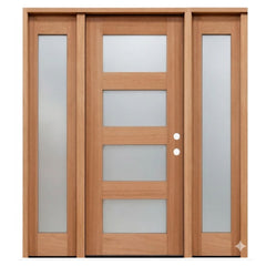 5/9x6/8 4 Lite Mahogany Exterior Prehung Door with Sidelights