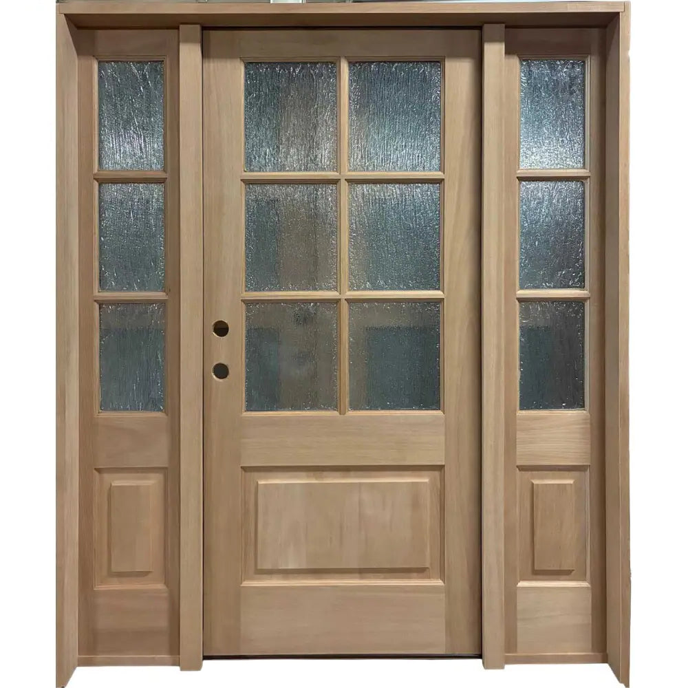 5_9x6_8ExteriorMahoganyDoor6LitesWithoutMouldingwithSidelights