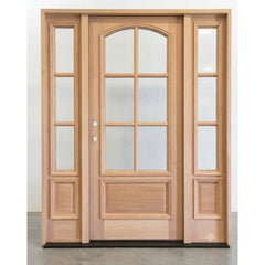 5/9x6/8 Exterior Mahogany Door Arched 6 Lite with Sidelights