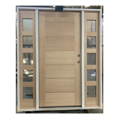 5/9x6/8 Exterior Mahogany Door | Horizontal Lines with 5 Lite Sidelights