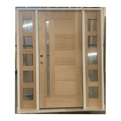 5/9x6/8 Mahogany Prehung Front Door | One Line Glass with 5 Lite Sidelites