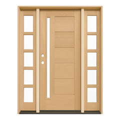 5/9x6/8 Mahogany Prehung Front Door | One Line Glass with 5 Lite Sidelites