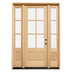 5/9x8/0 Exterior Mahogany Door 6 Lite with Sidelights with Panolock Multipoint Set