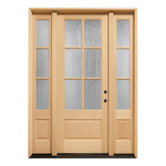 5/9x8/0 Exterior Mahogany Door 6 Lite with Sidelights with Panolock Multipoint Set