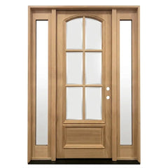 5/9x8/0 Exterior Mahogany Door Arched 6 Lite with Sidelights
