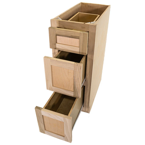 Kitchen Drawer Base Cabinet | Unfinished Poplar | 12 in. | 3 Drawer