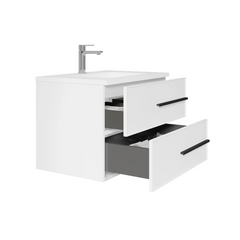 Bella 30" W Wall-Mounted White Vanity with Sink Top | LessCare