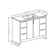 Evana 48" W Freestanding Vanity with Sink Top White | LessCare