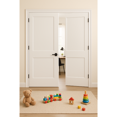 5/0x6/8 White Shaker 2-Panel Solid Core Primed MDF Prehung Interior French Door