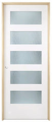 32 in x 80 in Shaker 5 Lite Solid Core Primed MDF Prehung Interior Door