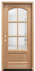 3/0x6/8 Arched Mahogany Prehung Front Door With 6 Lites