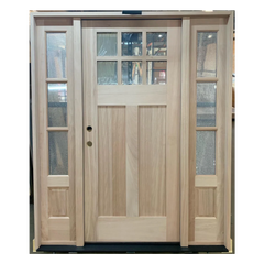5 ft. 9 in. x 6 ft. 8 in. Exterior Mahogany 6 Lite Craftsman Door with Sidelites
