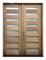 6/0x8/0 Mahogany Prehung Front Double Door | Modern 8 Lite