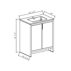 Evana 30" W Freestanding Vanity with Sink Top White | LessCare