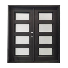 6/0x6/8 4 Lite Exterior Wrought Iron Prehung Double Door