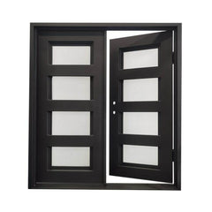 6/0x6/8 4 Lite Exterior Wrought Iron Prehung Double Door