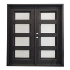 6/0x6/8 4 Lite Exterior Wrought Iron Prehung Double Door