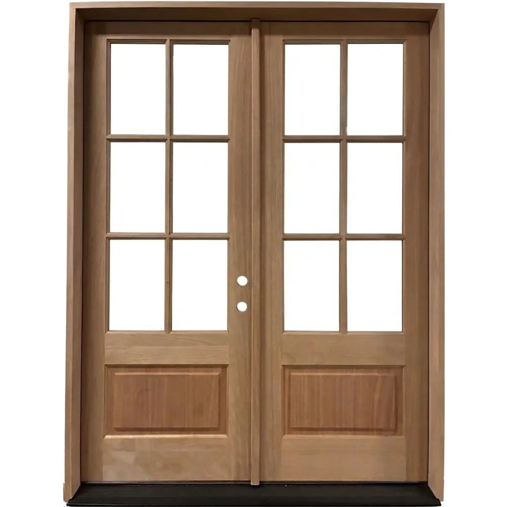 6_0x8_0ExteriorMahoganyPrehungDoubleDoor_6LiteWithoutMoulding