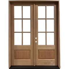 6/0x8/0 Exterior Mahogany Prehung Double Door | 6 Lite Without Moulding