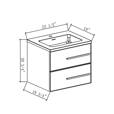 Bella 24" W Wall-Mounted White Vanity with Sink Top | LessCare