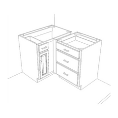 Kitchen Blind Corner Base Cabinet | Unfinished Poplar | Shaker Style | 36 in
