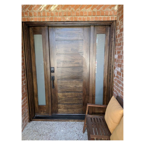 5/9x6/8 Exterior Mahogany Door | Horizontal Lines with Sidelights