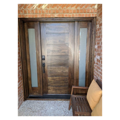 5/9x6/8 Exterior Mahogany Door | Horizontal Lines with Sidelights