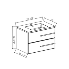 Bella 30" W Wall-Mounted White Vanity with Sink Top | LessCare