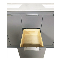 Amelie 72 in Double Sink Bathroom Vanity in Grey with Carrara White Marble Countertop