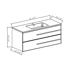 Bella 48" W Wall-Mounted White Vanity with Sink Top | LessCare