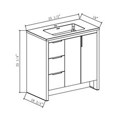 Evana 36" W Freestanding Vanity with Sink Top White | LessCare