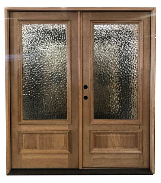 72 in x 80 in Double 3/4 Glass Exterior Mahogany Door