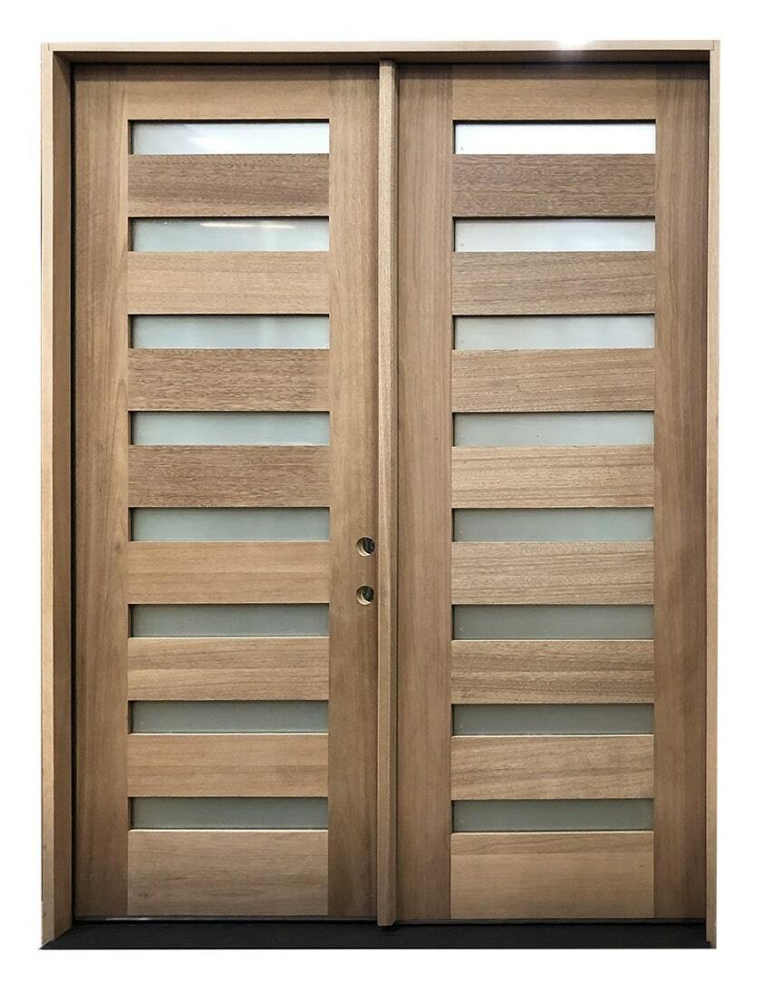 6/0x8/0 Mahogany Prehung Front Door | Modern 8 Lite 