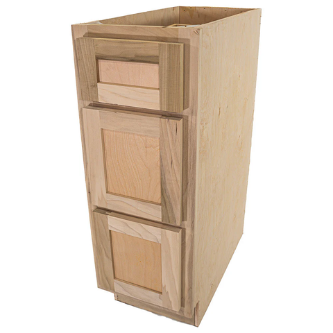 Kitchen Drawer Base Cabinet | Unfinished Poplar | 12 in. | 3 Drawer