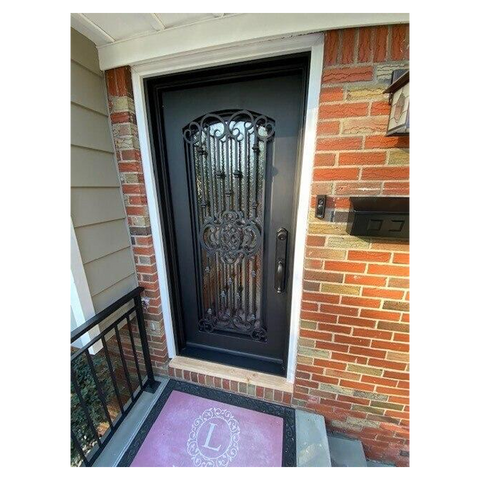 Lotus 3/0x6/8 Wrought Iron Prehung Exterior Door