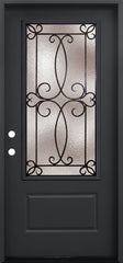 Ulysses 3/0x6/8 Single Prehung Fiberglass Door in Black