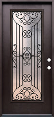 Jupiter 3/0x6/8 Prehung Prefinished Fiberglass Door in Dark Walnut