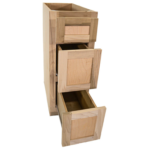 Kitchen Drawer Base Cabinet | Unfinished Poplar | 12 in. | 3 Drawer