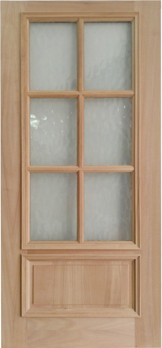 36x80 in Exterior Mahogany Door Slab | 6 Lite with Moulding