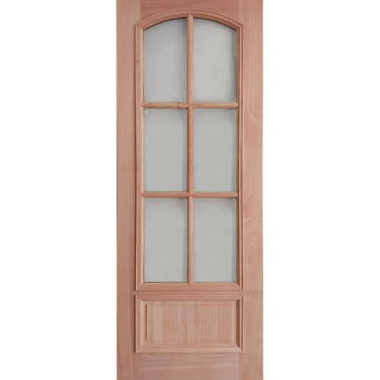 36x96 in. Exterior Mahogany Door Slab | Arched 6 Lite