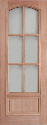 36x96 in. Exterior Mahogany Door Slab | Arched 6 Lite