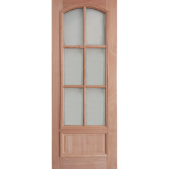 36x96 in. Exterior Mahogany Door Slab | Arched 6 Lite